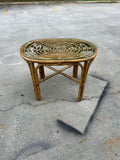 Boho Chic Wicker Side Table With Glass Top