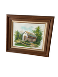 Framed Farmhouse Painting on Canvas Signed Melton
