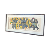 1970s Original Art Oil, Moving Figures Framed