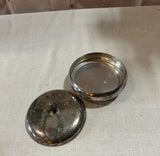 Small Silver Round Dish With Matching Lid and Acorn Accent