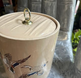 Tan Colored Ice Bucket With Mallard Duck and Gold Accents