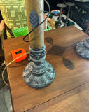 Pair of Vintage Metal Work Table Lamps With Leaf Accents