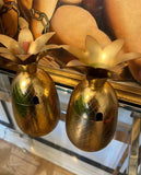 Pair of Brass Pineapple Candleholders and Cups Combination