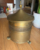 Footed Pierced Brass Coal Scuttle Bucket