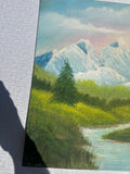 Mountains and Creek Landscape Painting on Canvas, Signed by Artist