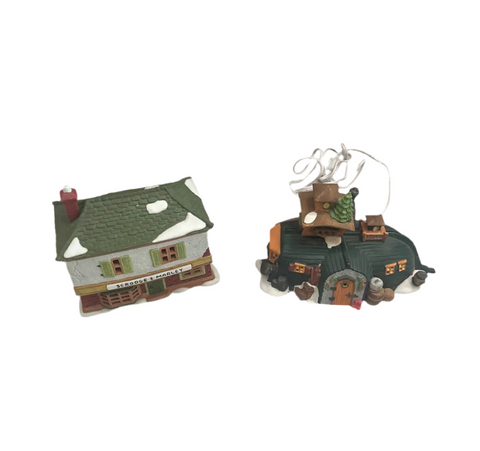 Pair of Ceramic Christmas Village Houses