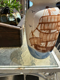 Ceramic Painted Vase With Pirate Ship Accents
