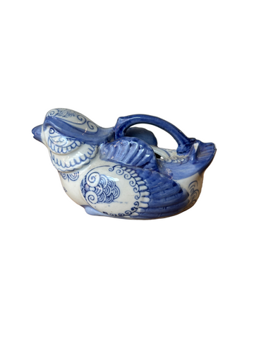 Asian Blue and White Ceramic Bird Creamer Cup/Teapot