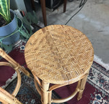 Pair of Boho Woven Wicker Bar Stools