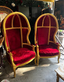 Pair of Gold Trim Red Baroque Porters Chairs
