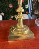 Large Brass Vintage Candlestick Holder With Leaf Accents