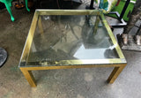 Gold Square Coffee Table With Glass Top Pierre Cardin Style