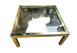 Gold Square Coffee Table With Glass Top Pierre Cardin Style