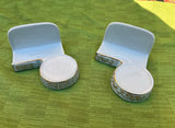 Pair of Vintage Greek Key Tea Cup Holders or Business Card Holders