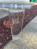 Pair of Lucite Miami Vice Swan Chairs With Standing Clock Side Table