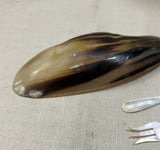 Horn Carved Bowl and Mother of Pearl Utensils Collection- Set of 3