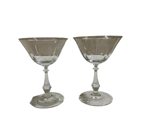 Pair of Detailed Stemmed Champagne Glasses