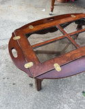 Glass Top Folding Wooden Tray Table