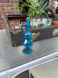 Petite Handblown Blue Glass Decanter With Top