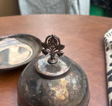 Silver Serving Tray and Decorative Dome With Floral Details