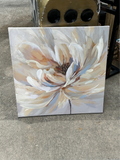 Large White Glittery Flower Print on Canvas