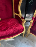 Pair of Gold Trim Red Baroque Porters Chairs
