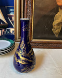 Deep Blue Pagoda Vase With Gold Accents