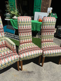 Collection of Colorful Patterned Dining Chairs- Set of 6 With 2 Captains Chairs