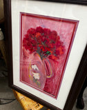 Vintage Red and Pink Floral Framed Print
