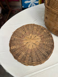 Handmade Vintage Large Wicker Basket With Matching Lid