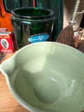 Green Ceramic Mixing Bowl With Handle and Pouring Spout
