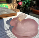 Pink Frosted Glass Bunny Dish