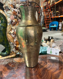 Large Vintage Brass Vase With Rope and Tassel Details