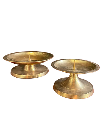 Pair of Simple Brass Candle Holders