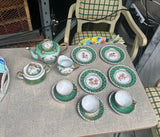 Vintage Austria Ceramic Green Tea Set