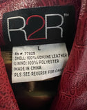 Red Leather Trench Coat Style Jacket- R2R Size L