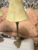 Pair of Skinny Brass Table Lamps With Greek Key Accents