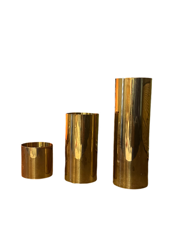 Trio of Brass Cylinder Candleholders