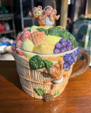 Vintage Ceramic Teapot With Fruit and Teddy Bear Accents