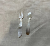 Pair of Mother-Of-Pearl Small Fork and Spoon