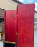 Large Bright Red Art Deco Screen With Gold Accents
