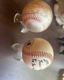Vintage Pair of 1936 First Hall of Fame Election Baseballs and Stand