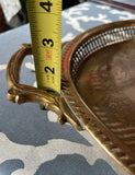 1970s Heavy Brass Etched Detailed Decorative Tray