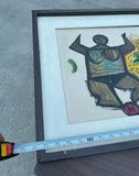 Leon Dusso Figurative African Style Painting in Frame