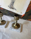 Pair of Brass Candle Holder With Marble Bottoms