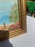 Small Gold Framed Tree Stump Painting on Canvas, Signed by the Artist