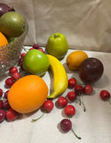 50 Pieces of Fake Fruits in Large Glass Bowl
