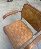 Collection of Cantilever Marcel Breuer Leather Woven and Chrome Chairs- Set of 4
