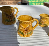 Collection of Yellow Ceramic Measuring Cups With Eagle Accents- Set of 6