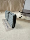 Small Light Blue Faux Ostrich Skin Wallet